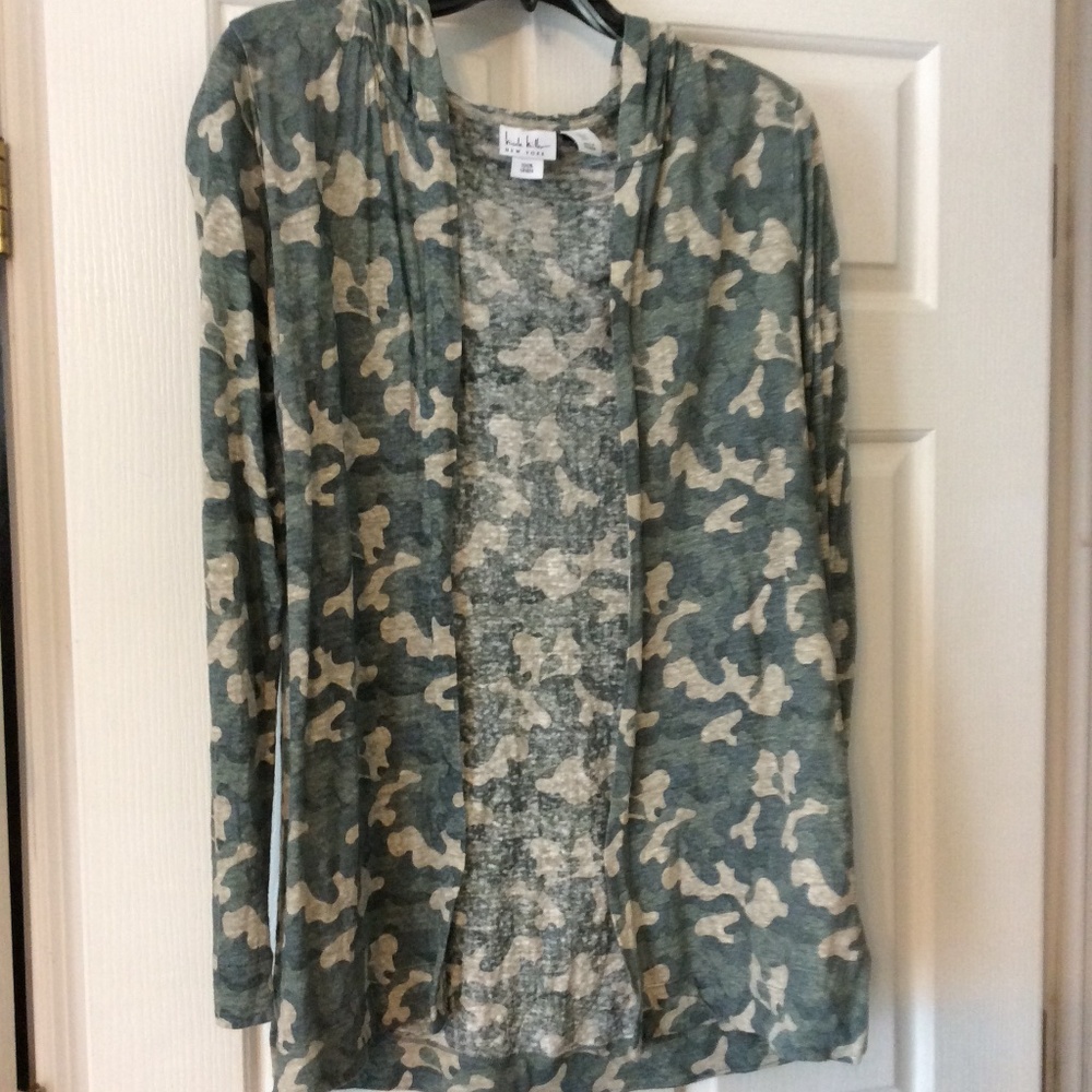 100% linen green/beige camo hoodie